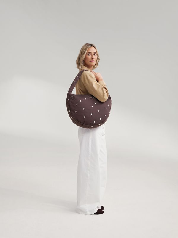 Puffy Cross Body Bag - Brown Hearts