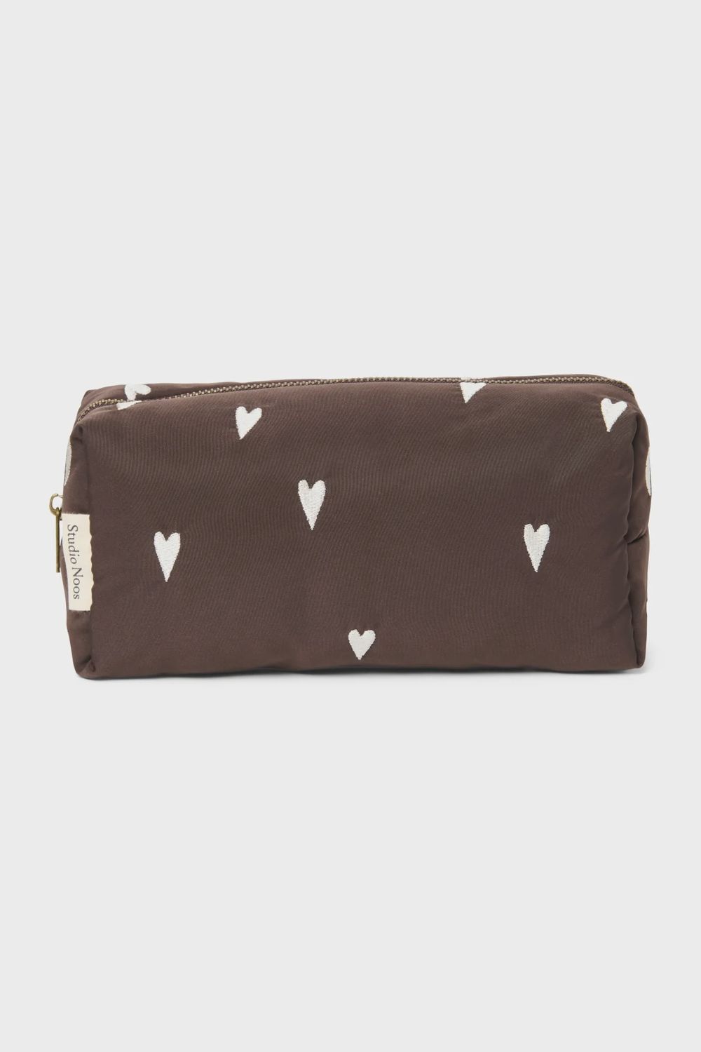 Puffy Pouch - Brown Hearts