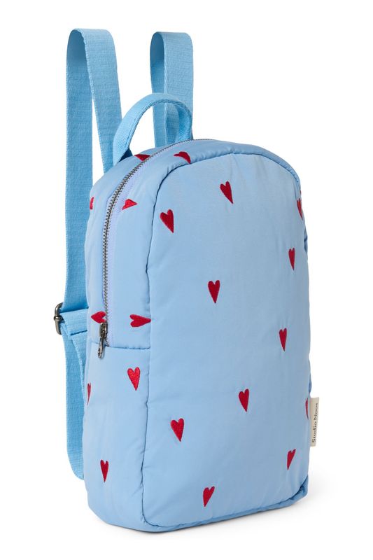 Puffy Mini Backpack - Light Blue Hearts