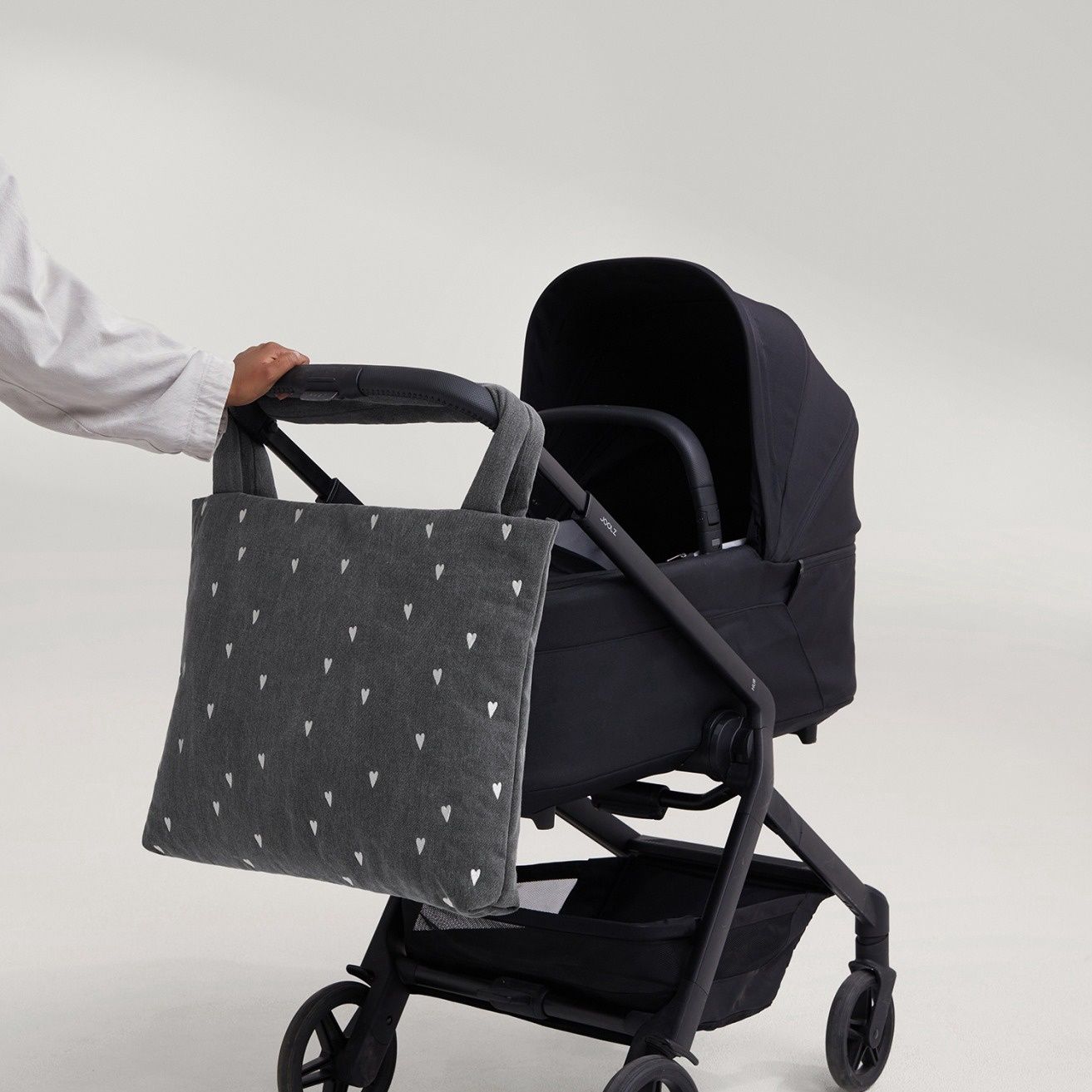 Denim Mom Bag - Grey Hearts