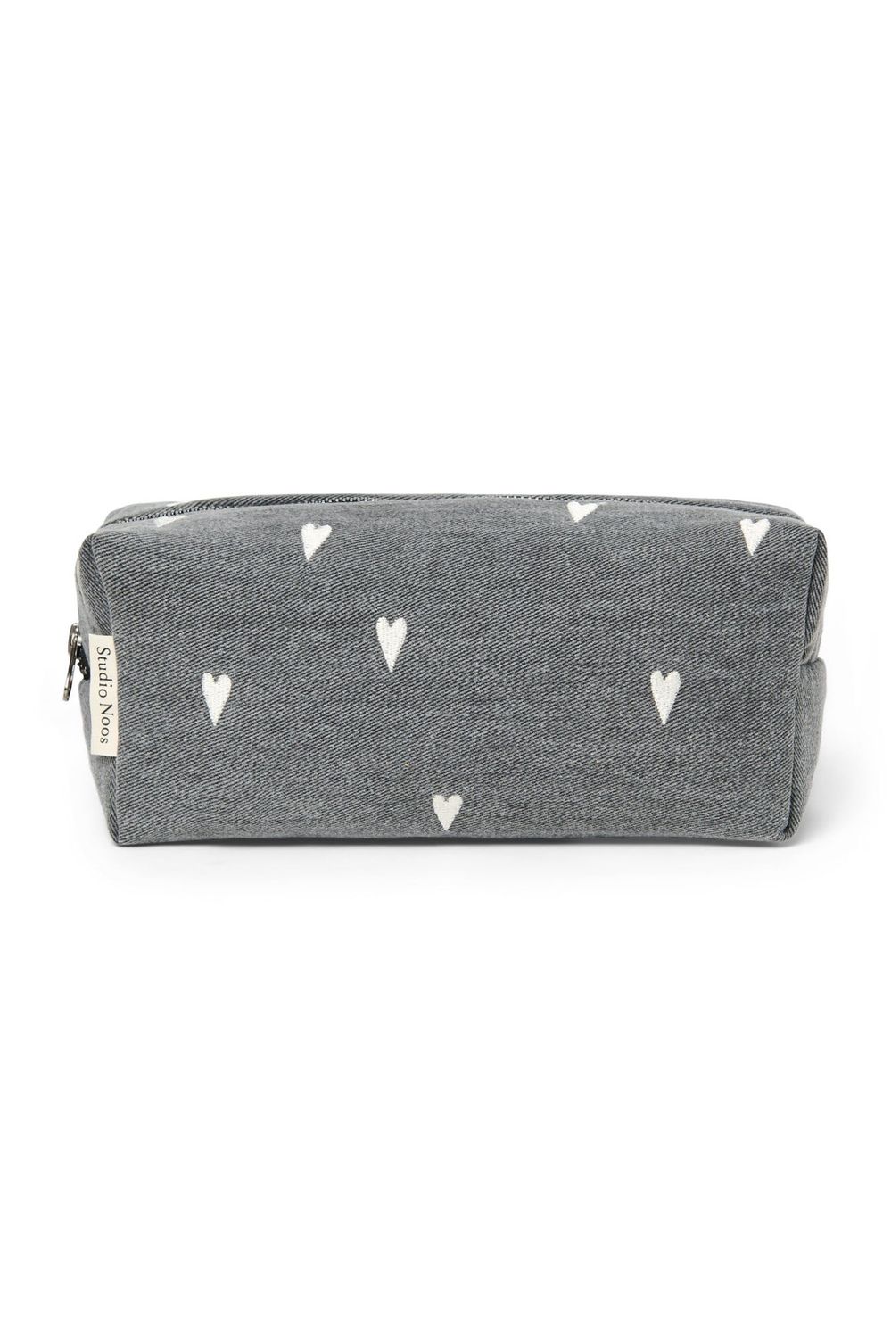 Denim Pouch - Grey Hearts