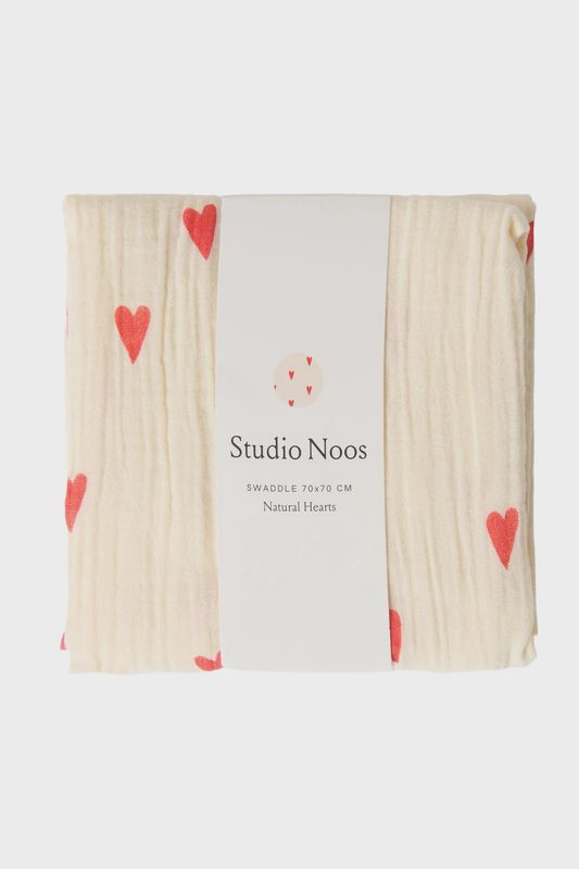 Swaddle Print Medium - Beige Hearts