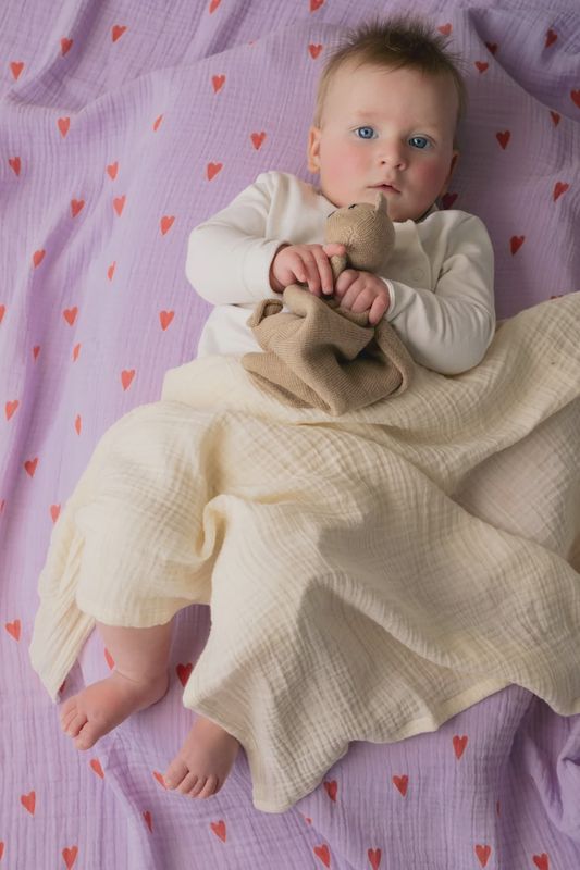 Swaddle Print Medium - Purple Hearts