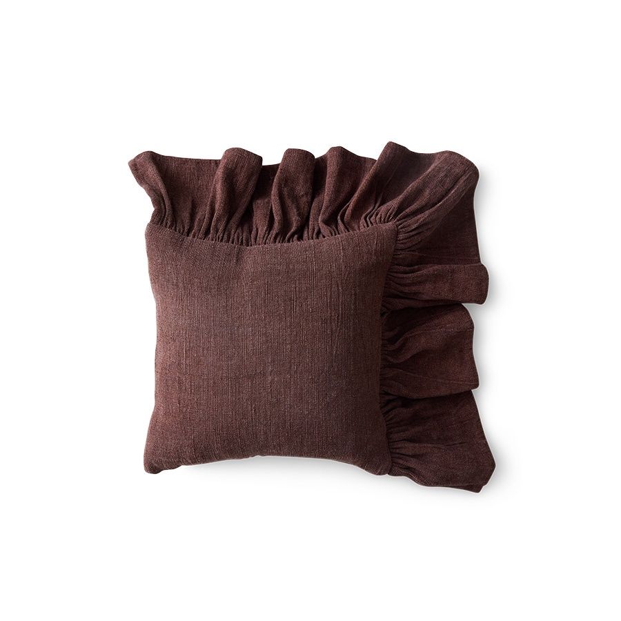 Ruffle cushion, chestnut
