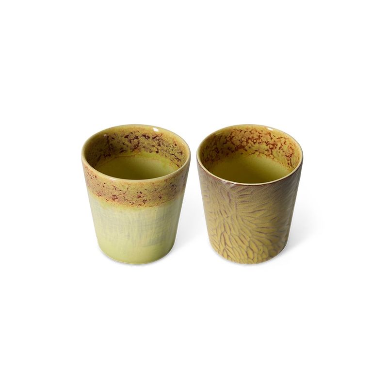 70s ceramics: Van Gogh coffee mugs sunflowers, set of 2