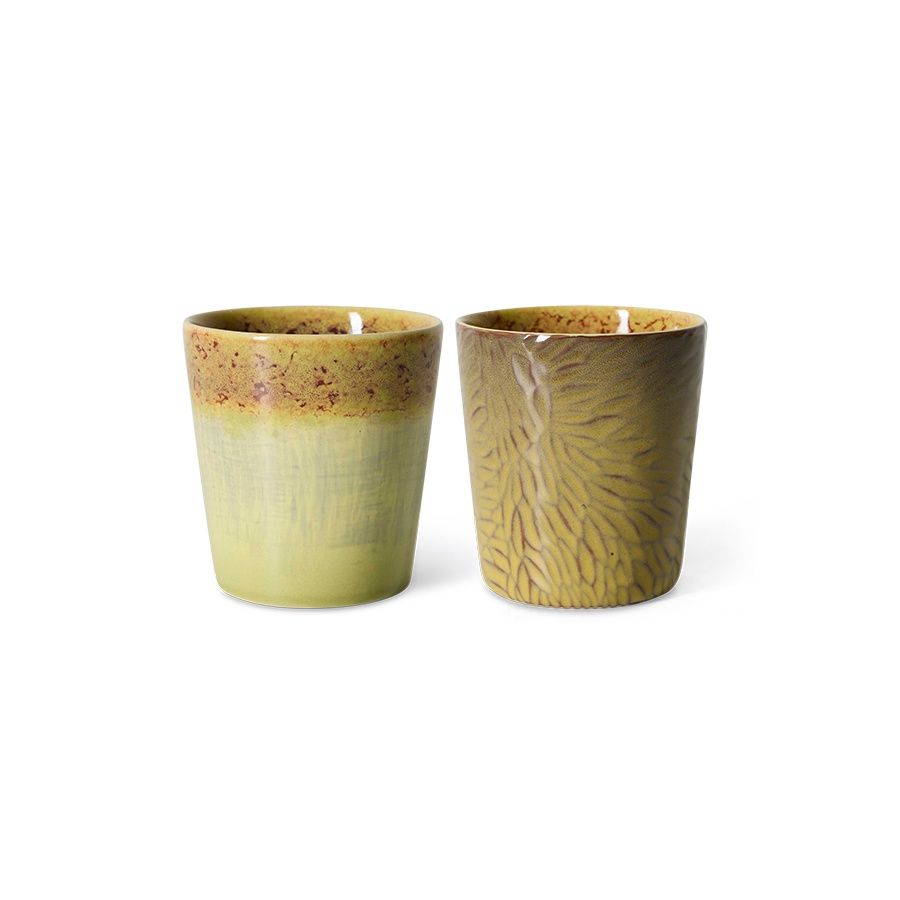 70s ceramics: Van Gogh coffee mugs sunflowers, set of 2