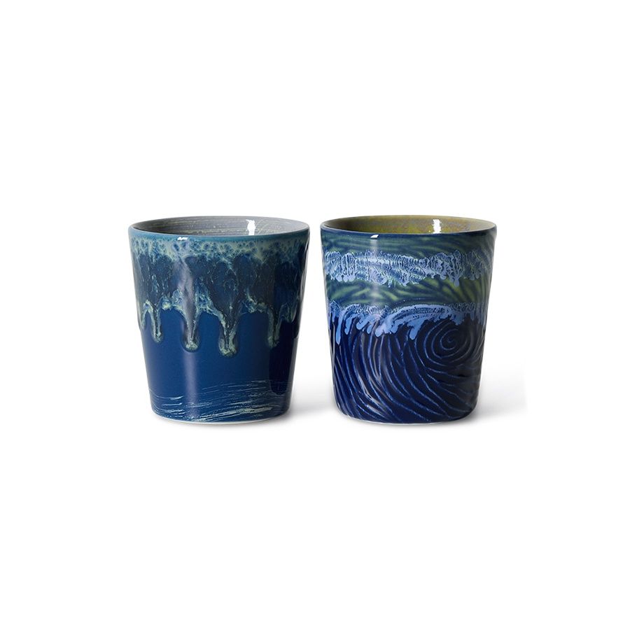 70s ceramics: Van Gogh coffee mugs starry night, set of 2