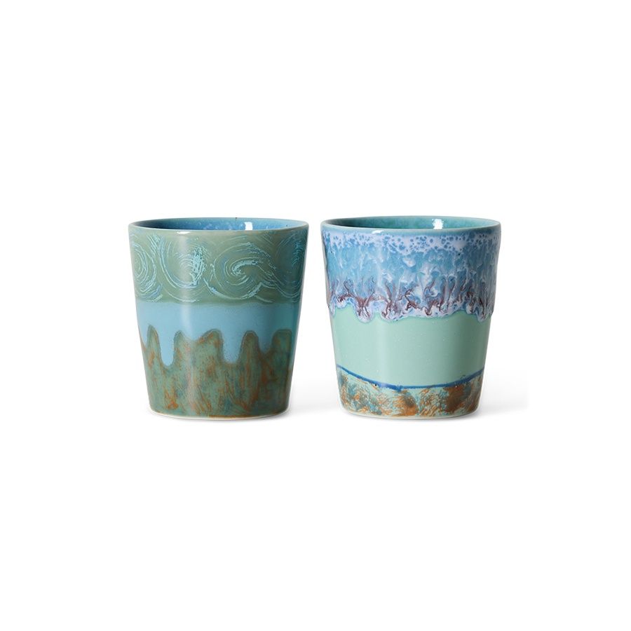 70s ceramics: Van Gogh coffee mugs self portrait, set of 2
