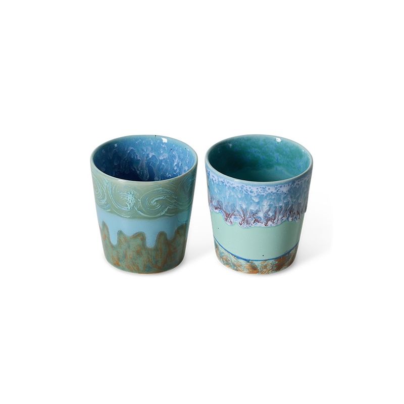 70s ceramics: Van Gogh coffee mugs self portrait, set of 2