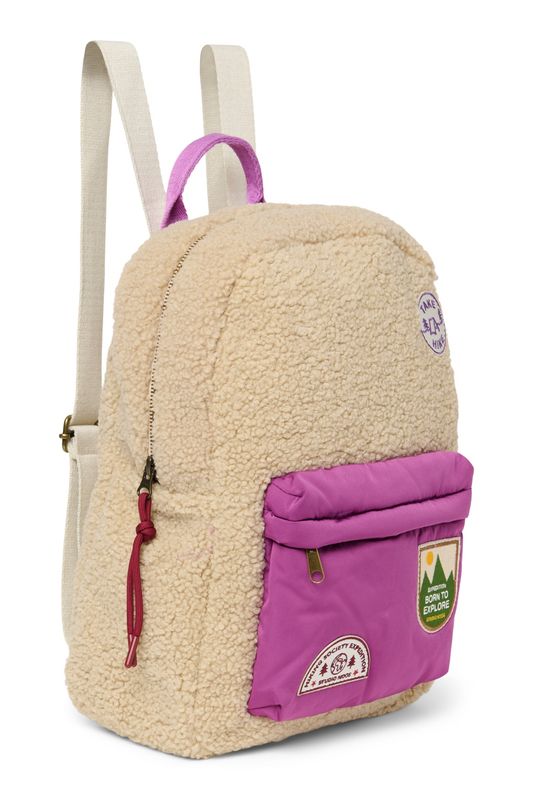 Teddy Midi Backpack - Ecru/Purple