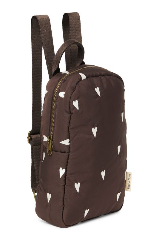 Puffy Mini Backpack - Brown Hearts