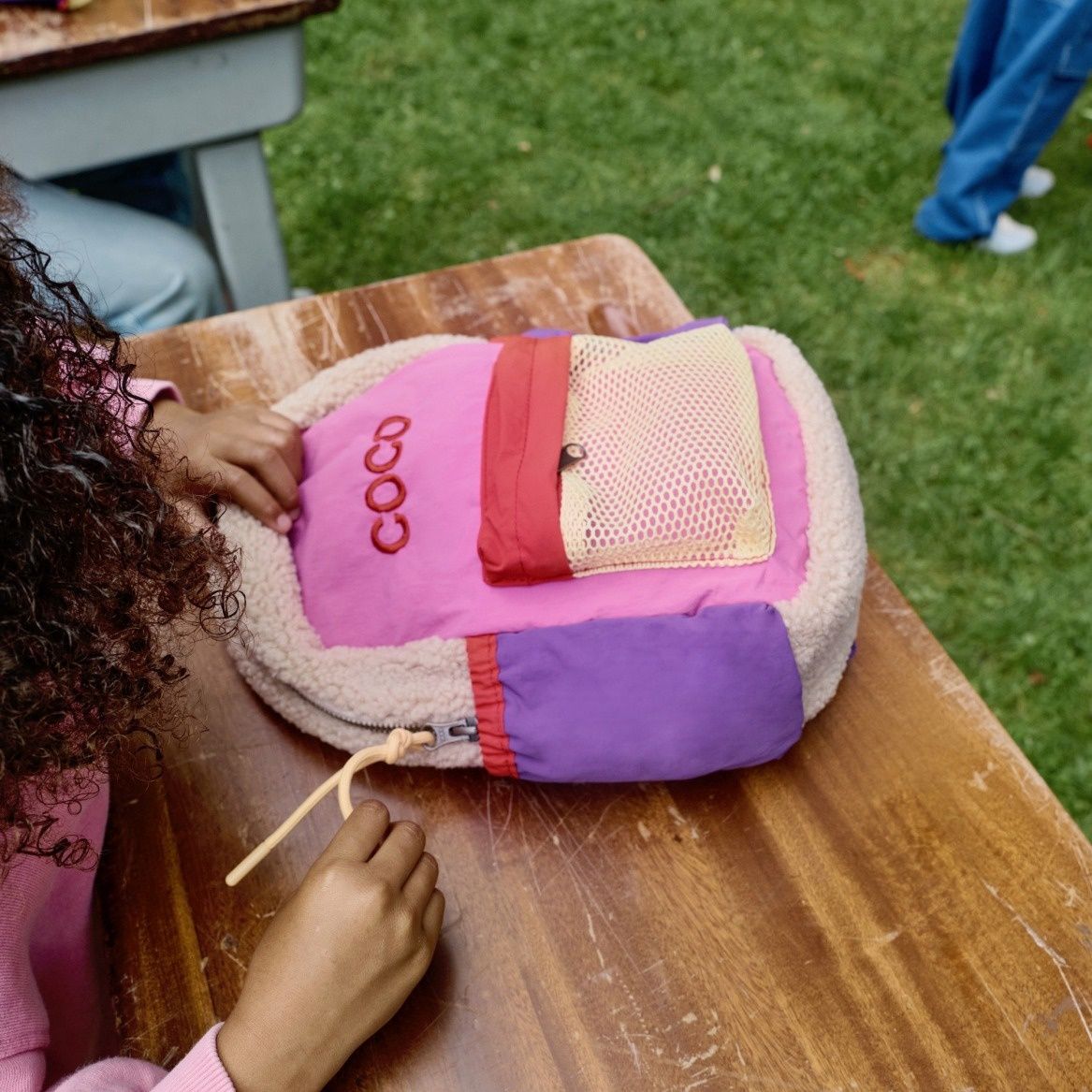 Patchwork Mini Backpack - Bright Pink