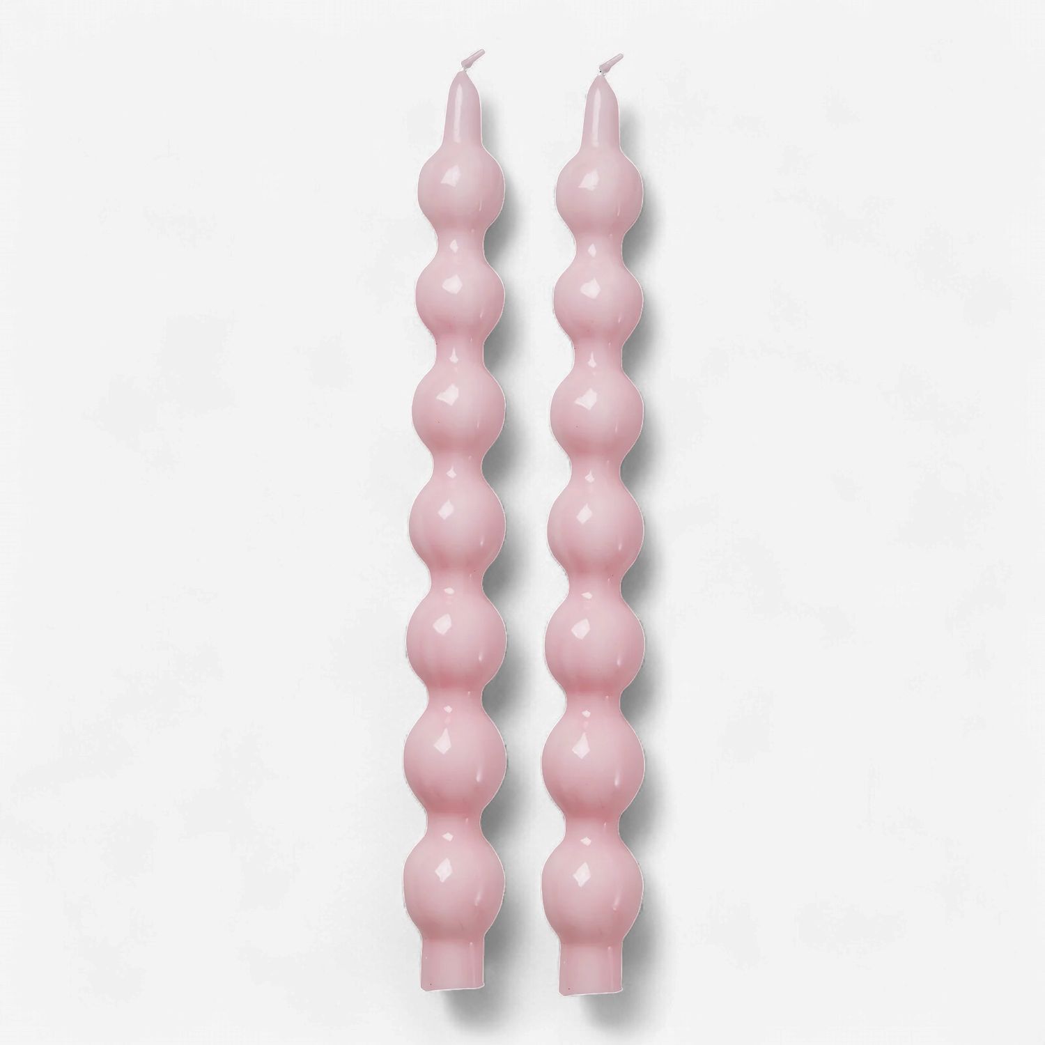 Rice pink curved candles 2 pack