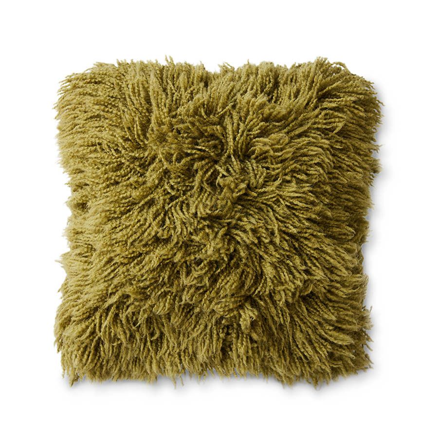Fluffy cushion, olive