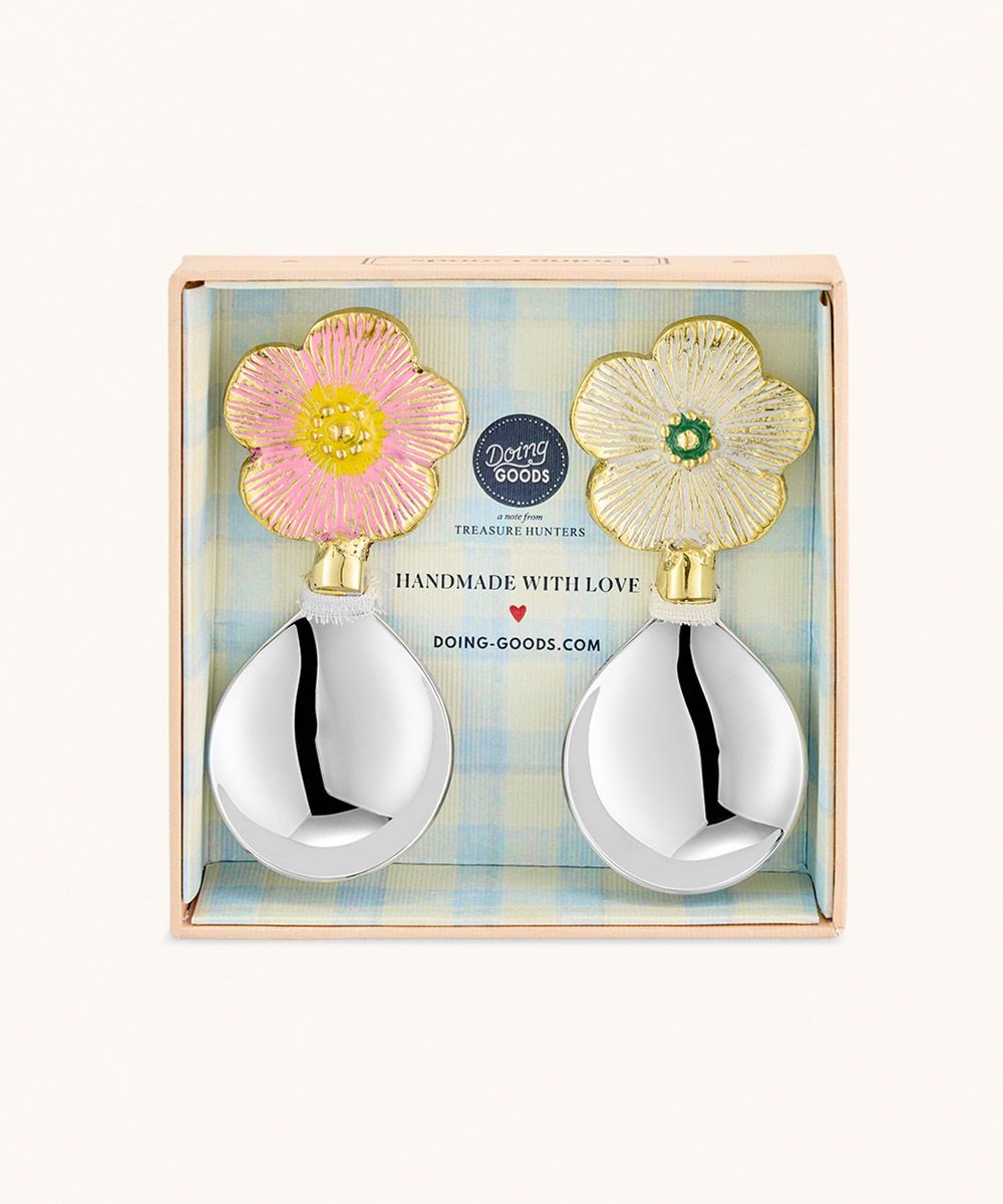Faye flower dipster spoon set in giftbox
