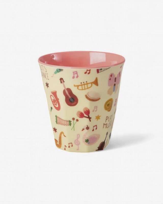 Rice kinderbeker roze music band - 160 ml