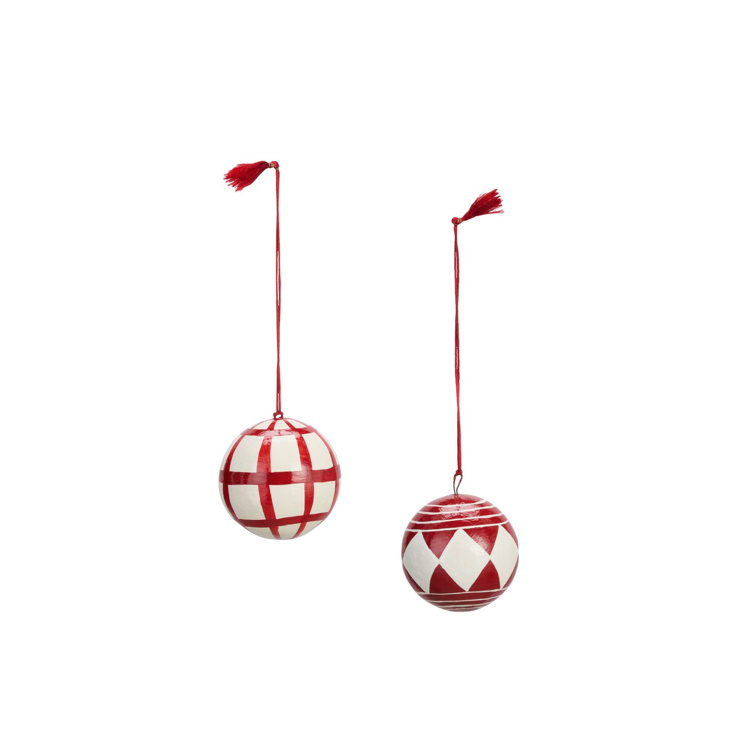 Handmade paper mache christmas balls
