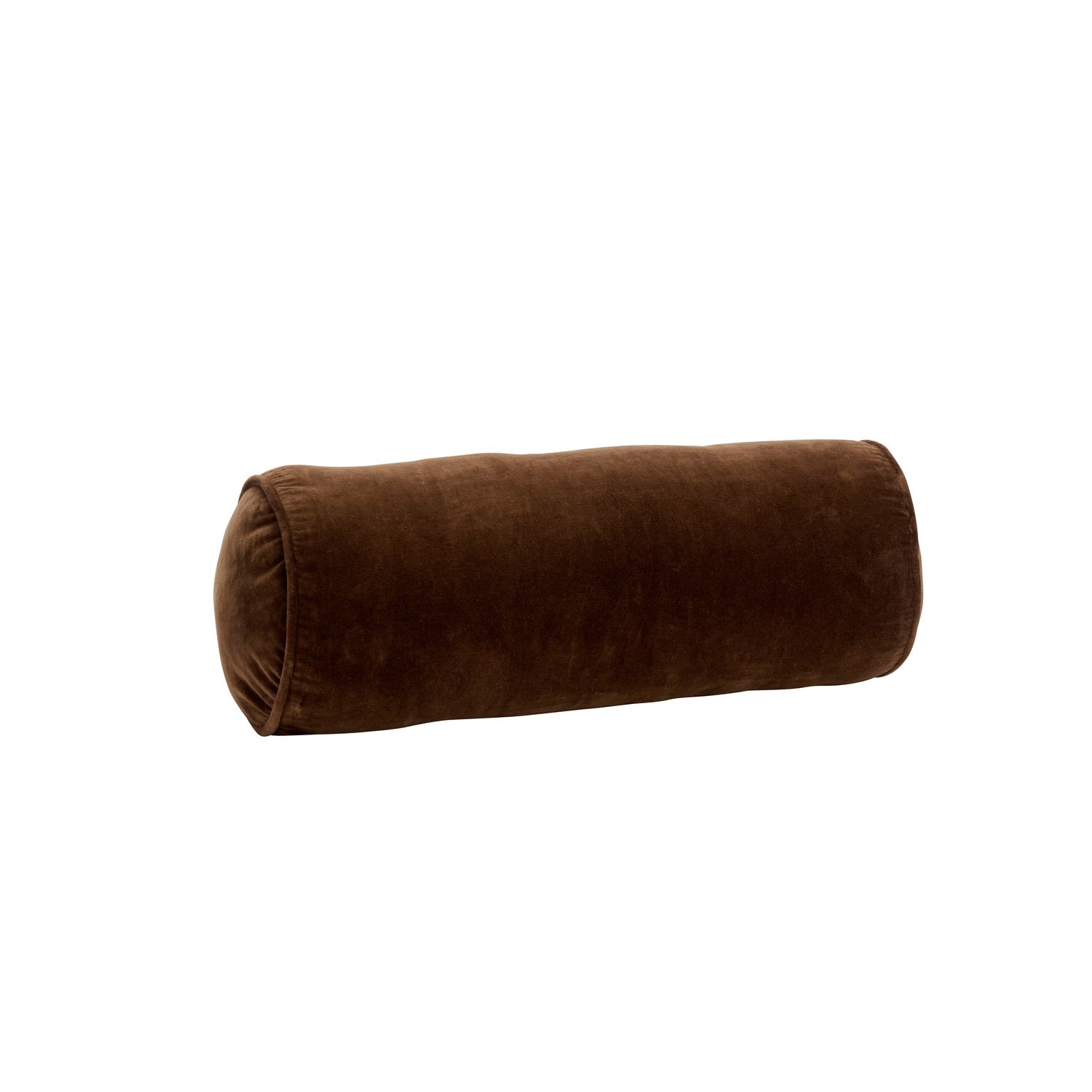 Velvet bolster cushion, dark brown