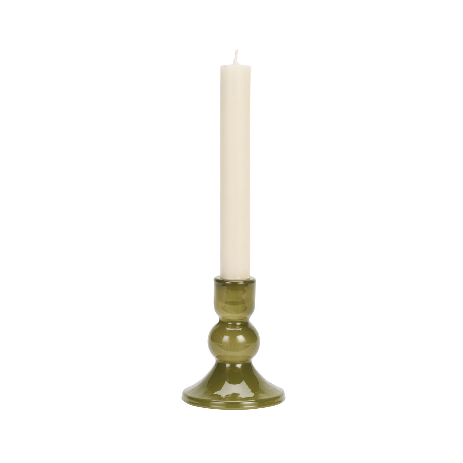 Glazen kaarsenhouder, olive
