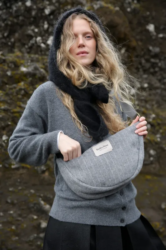 Flannel Chalkstripe Adult Fanny Pack - Light Grey