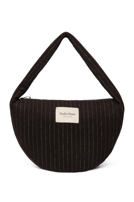 Flannel Chalkstripe Cross Body Bag - Brown