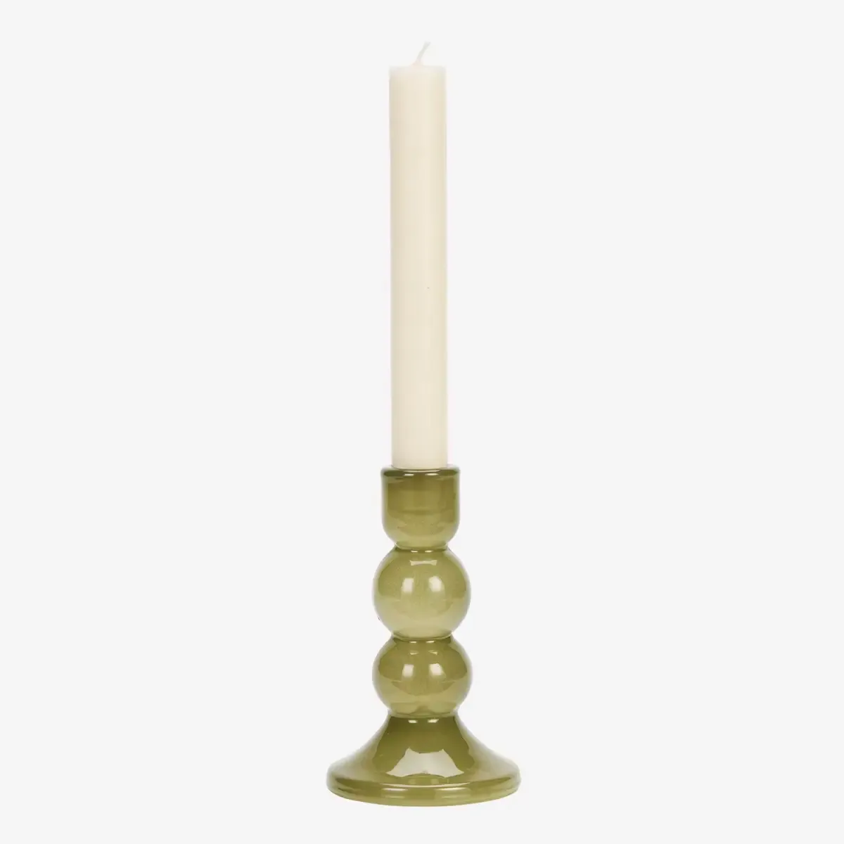 Glazen kaarsenhouder M, olive