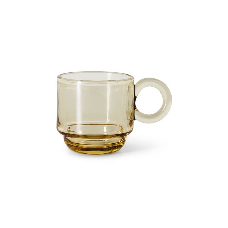 Coffee mugs glass soft yellow, set of 4
