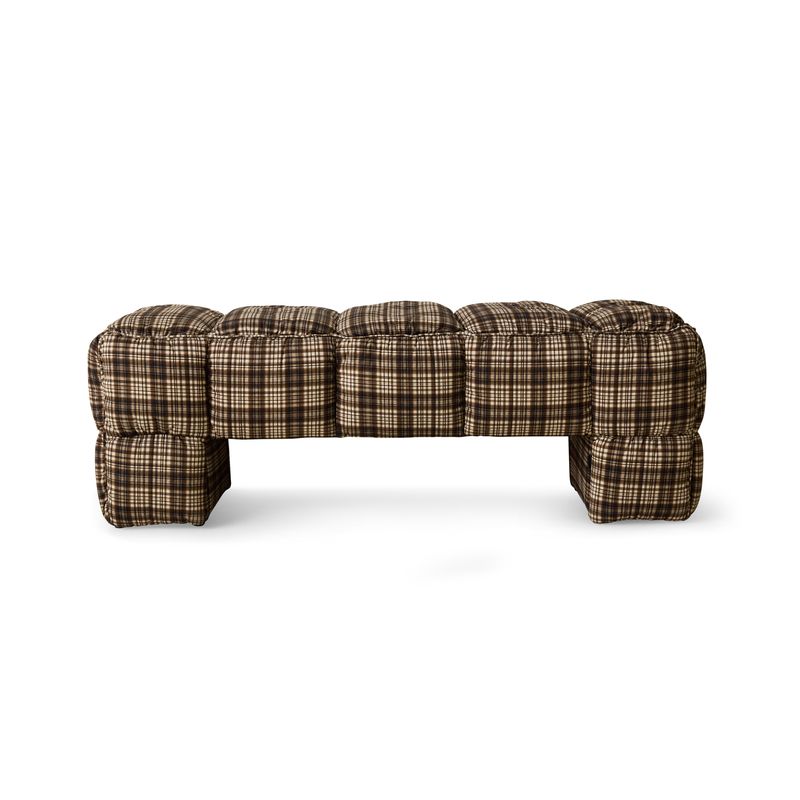 Puffy lobby bench, farmhouse