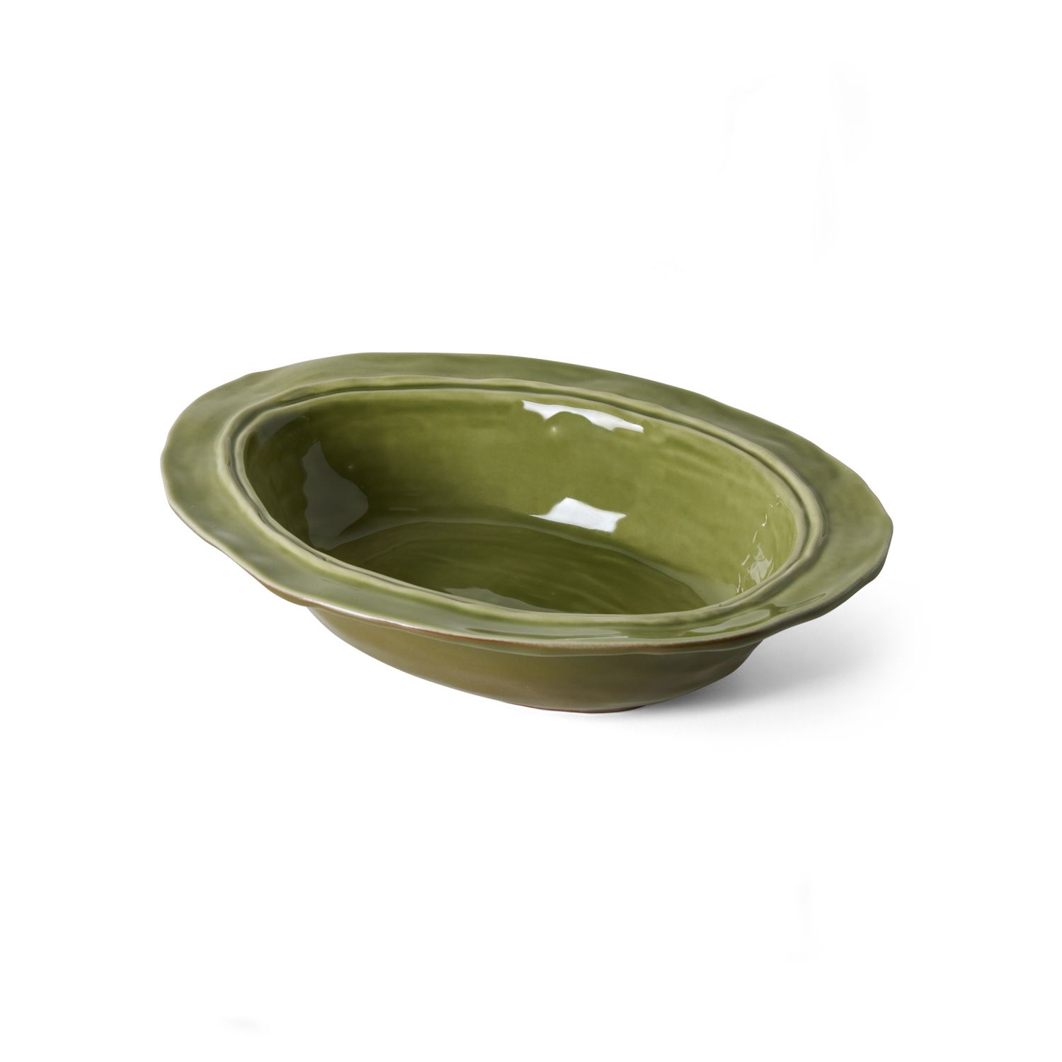 Ceramic rustic oven dish olive green