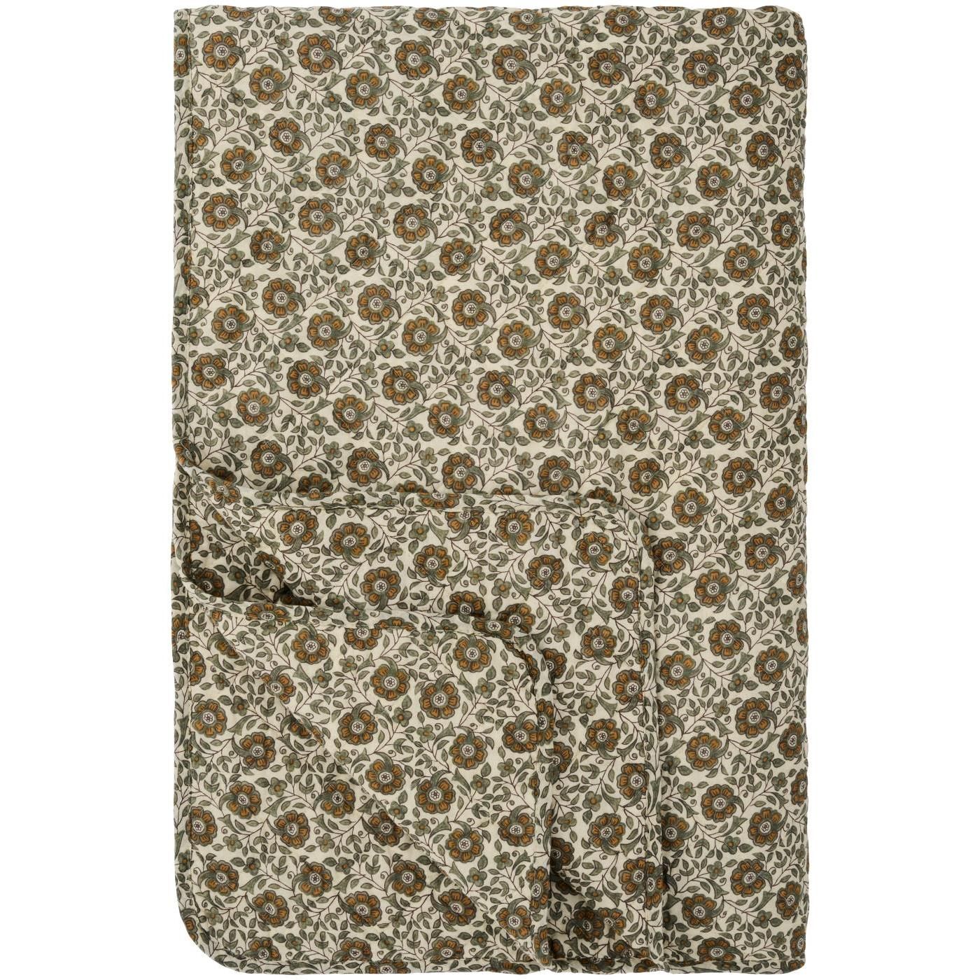 Quilt gebloemd *mosterd