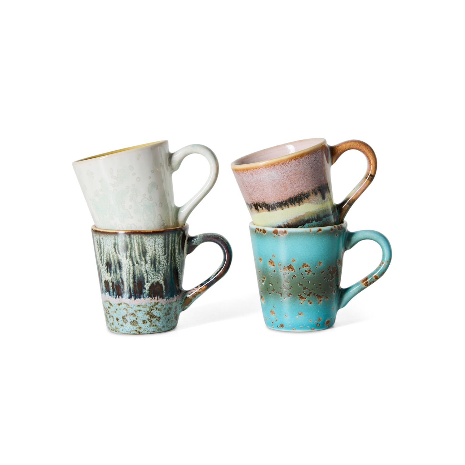 70s ceramics: espresso mugs softness, set of 4