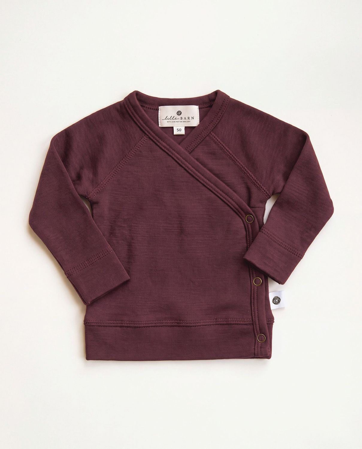 Baby wollen overslagtrui - Red Mahogany, Kies een maat: 50