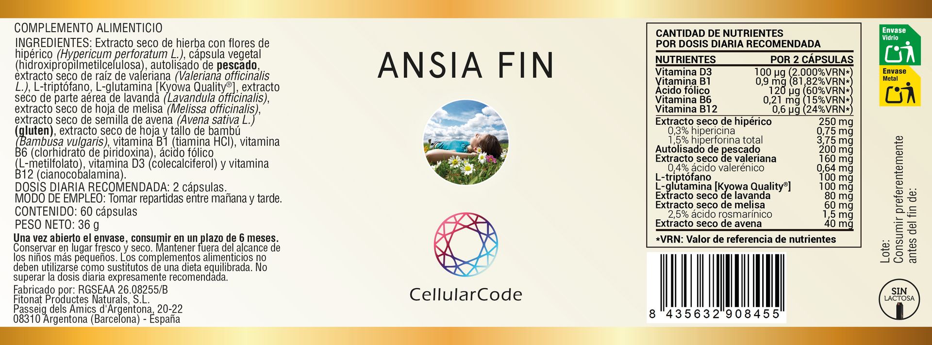 Ansia Fin 60 cápsulas.