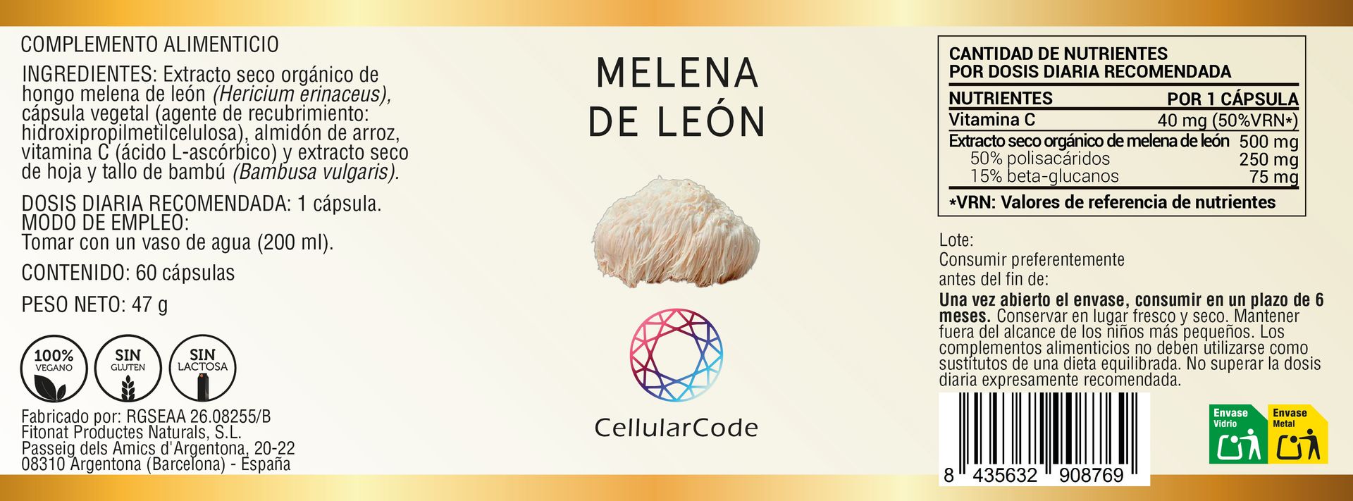 Melena de León 500mg. + vit.C