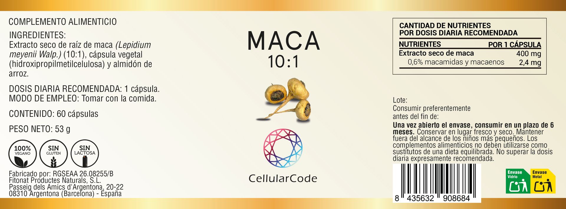 Maca Andina 10:1 60 cápsulas