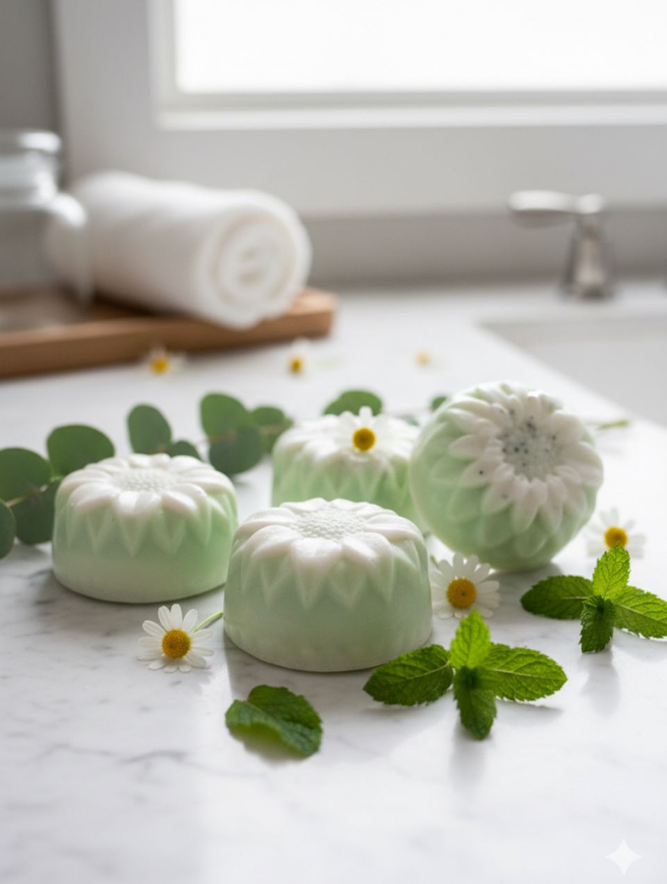 Eucalipto, manzanilla y hojas de menta