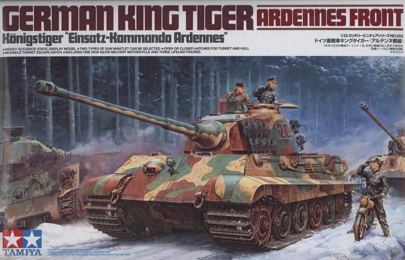 Box-art of Tamiya German King Tiger Ardennes Front Konigstiger "Einsatz-Kammando Ardennes"