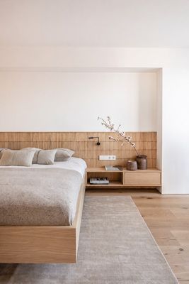 Massivholz Bett LINO + Schindeln aus Eiche