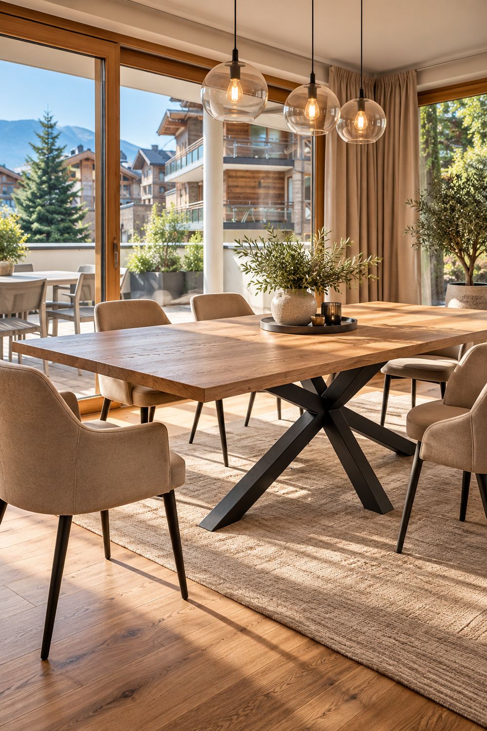 Esstisch MILAN METAL aus Massivholz nach Maß
