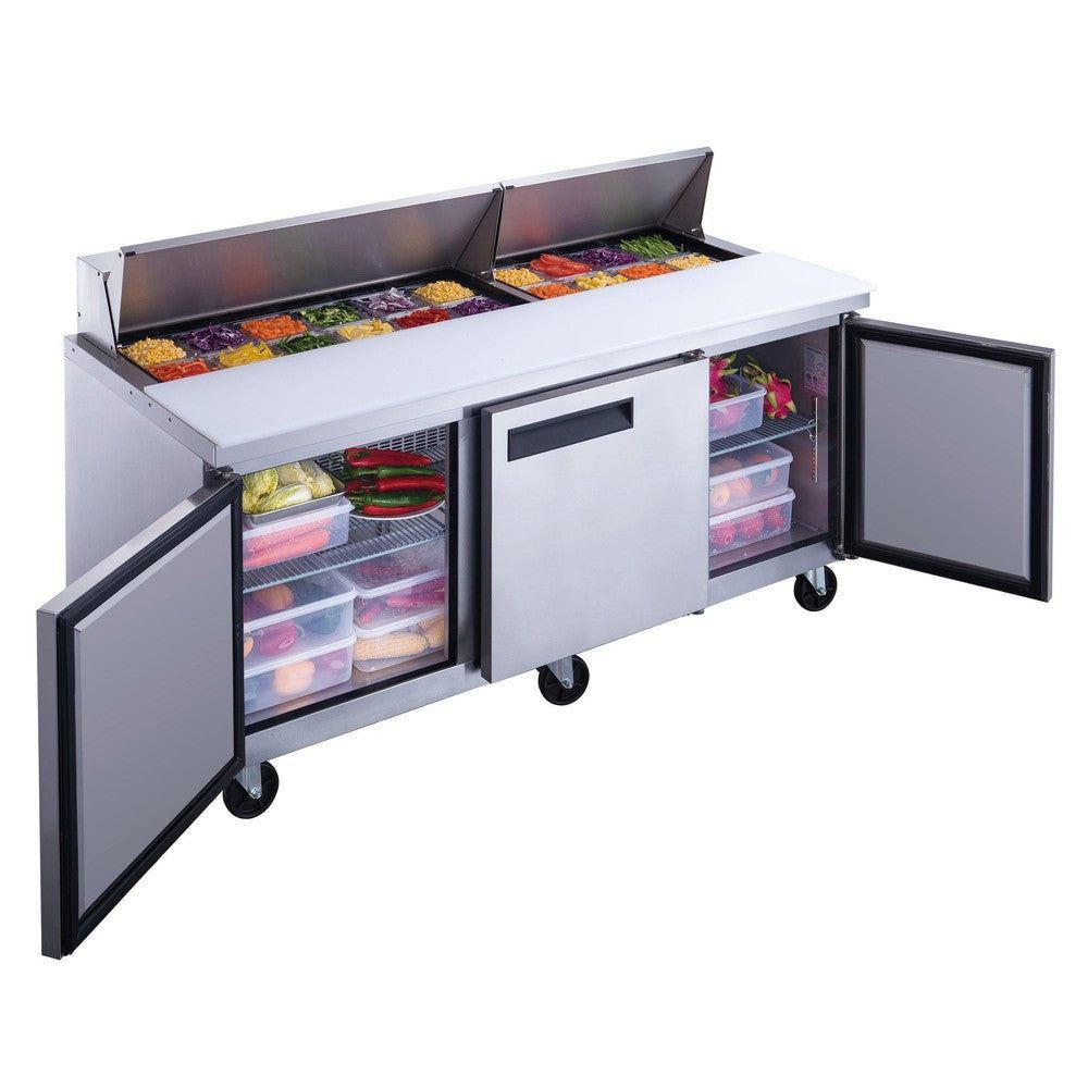 Dukers DSP72-18-S3 72 Dukers DSP72-18-S3 72" 3-Door Refrigerated Sandwich Prep Table
