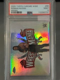 2025 Topps Chrome Roman Reigns Wrestlemania PSA 9