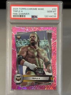 2025 Topps Chrome Triple H pink Shimmer PSA 10