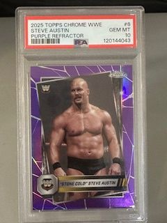 2025 Topps Chrome Steve Austin Purple PSA 10