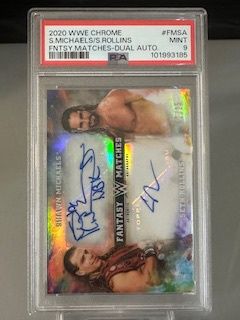 2020 Topps Chrome Shawn Michaels/Seth Rollins Dual Auto /25 PSA 9