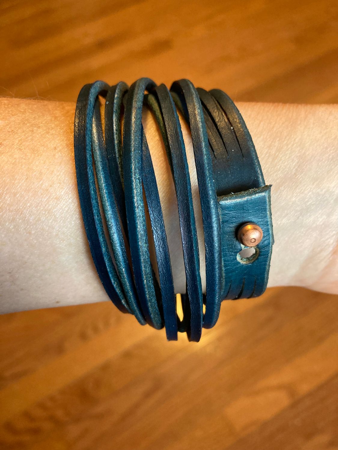 Four-strand bangle bracelet in Teal