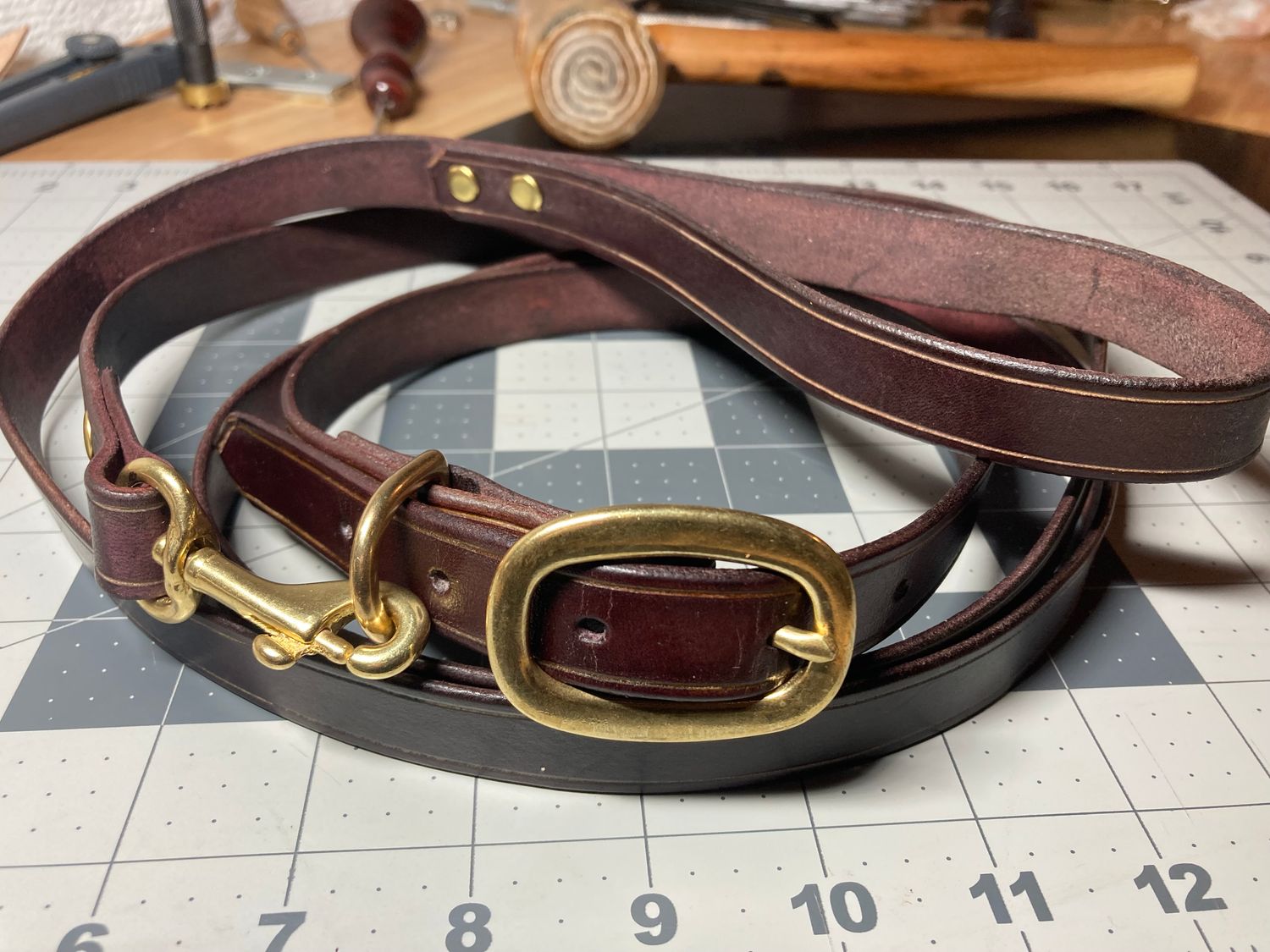 Classic Leather Walk Set in Aubergine, 3/4" width