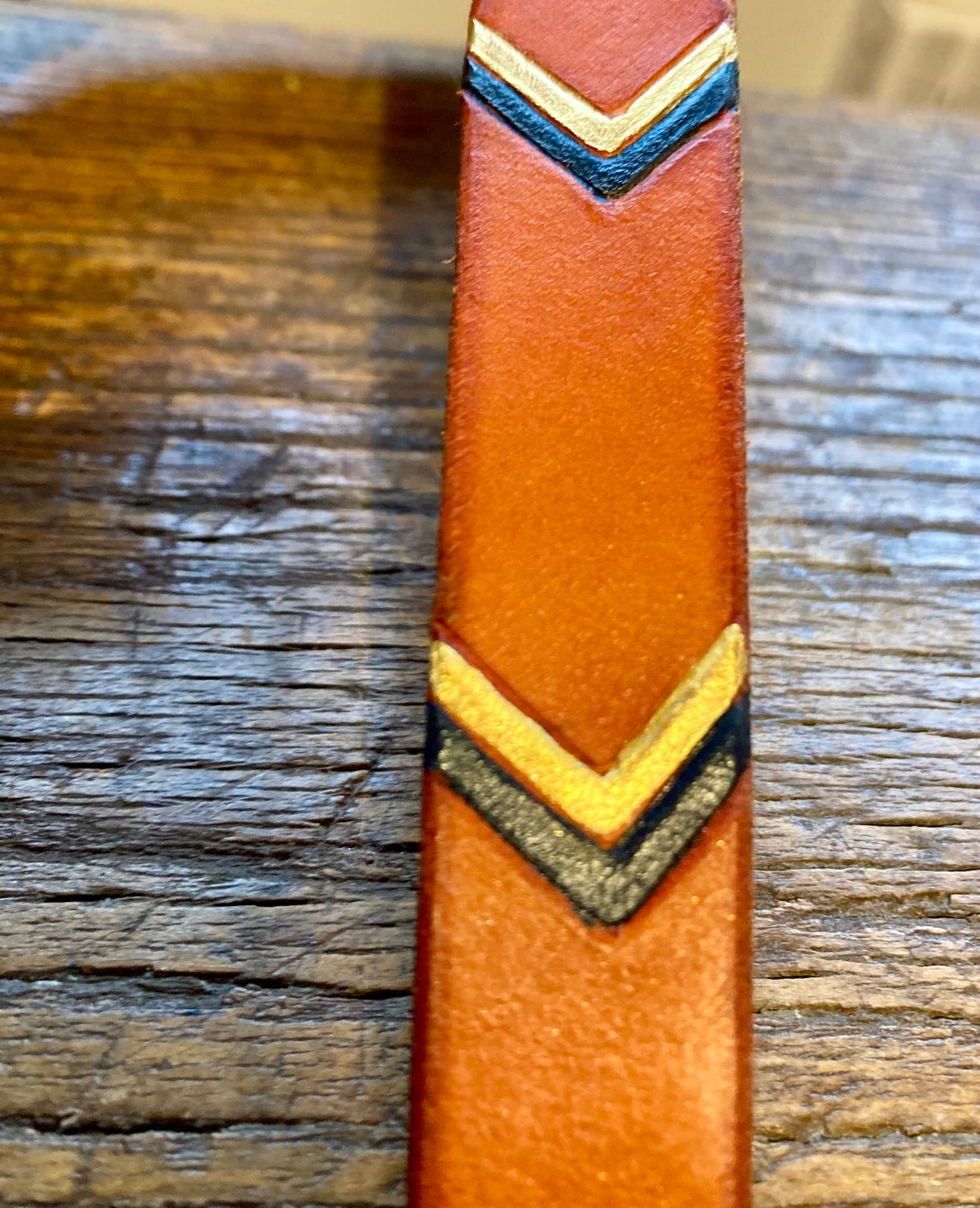 Small Burnt Orange Collar with Navy and Gold Chevron Accents