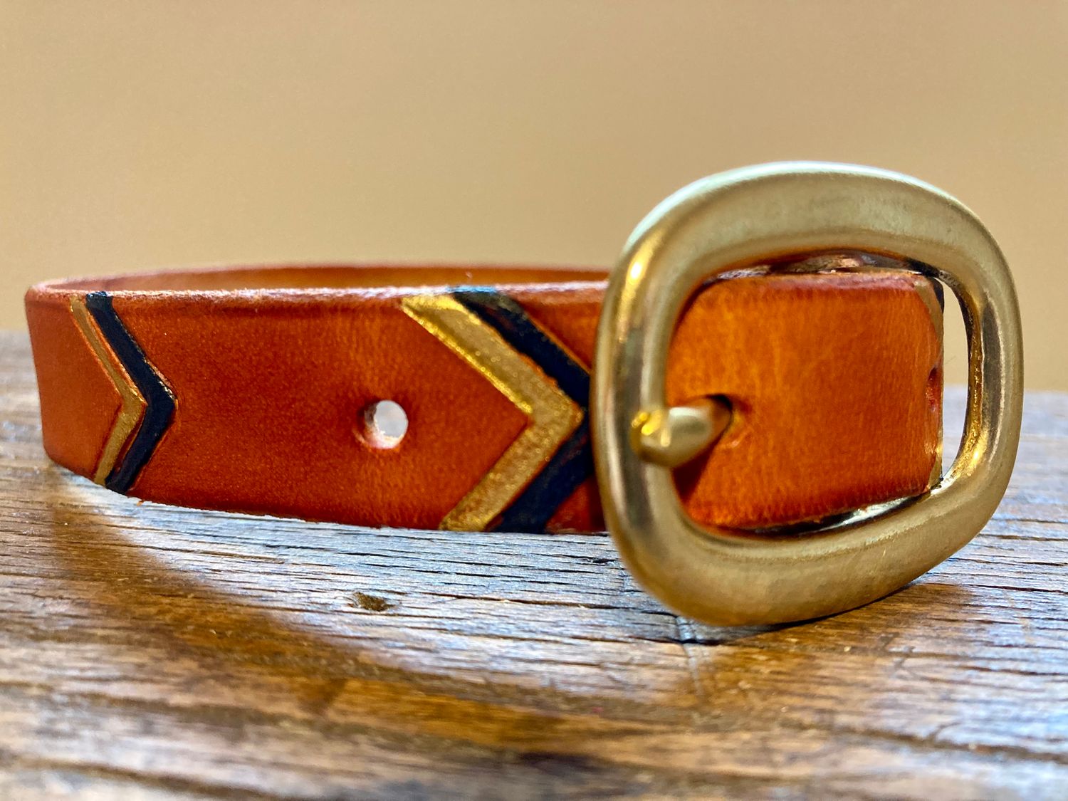 Small Burnt Orange Collar with Navy and Gold Chevron Accents