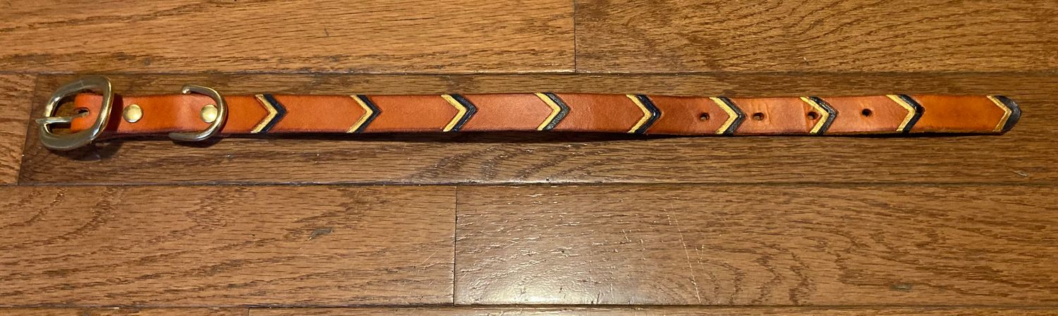 Small Burnt Orange Collar with Navy and Gold Chevron Accents
