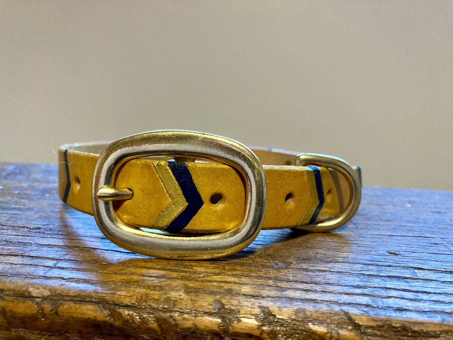 Medium Yellow Collar with Navy and Gold Chevron Accents